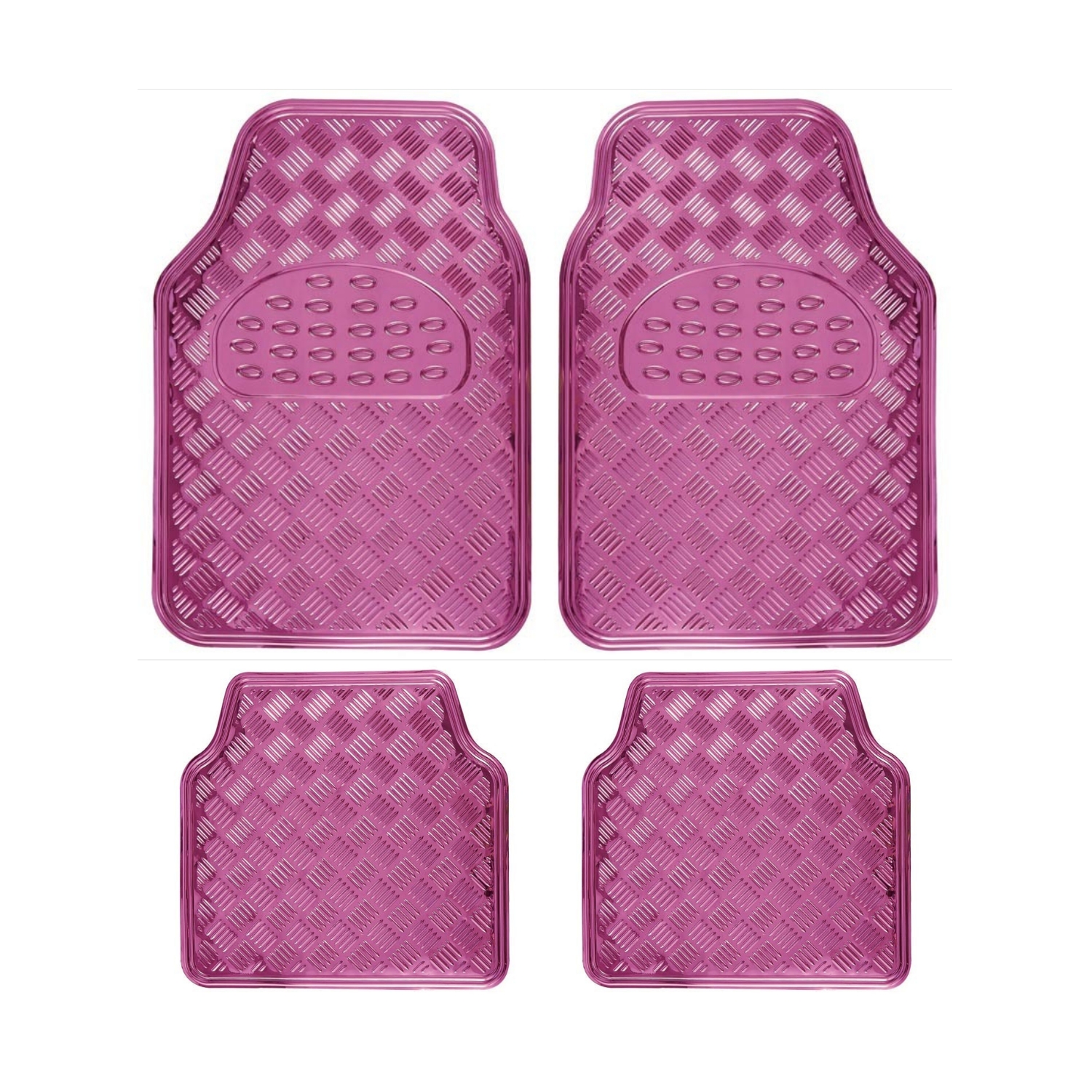 BDK MT-505 Pink Floral Design Car Floor Mats,4 Piece, Front & Rear with  Rubber Backing-Universal Fit 